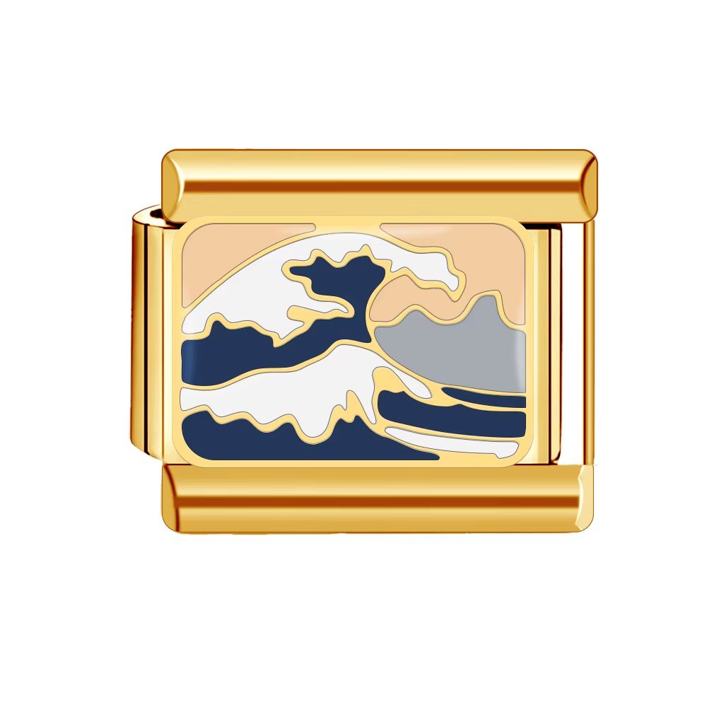 Italian Charm Bracelet  9mm Gold DIY Luxury Ocean  Beach Design 5