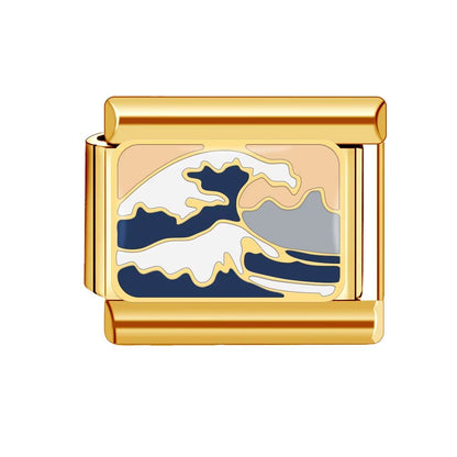 Italian Charm Bracelet  9mm Gold DIY Luxury Ocean  Beach Design 5