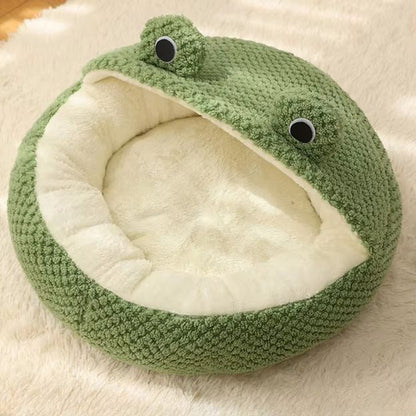 FrogShaped Plush Pet Nest  Cozy Dog And Cat Den 4