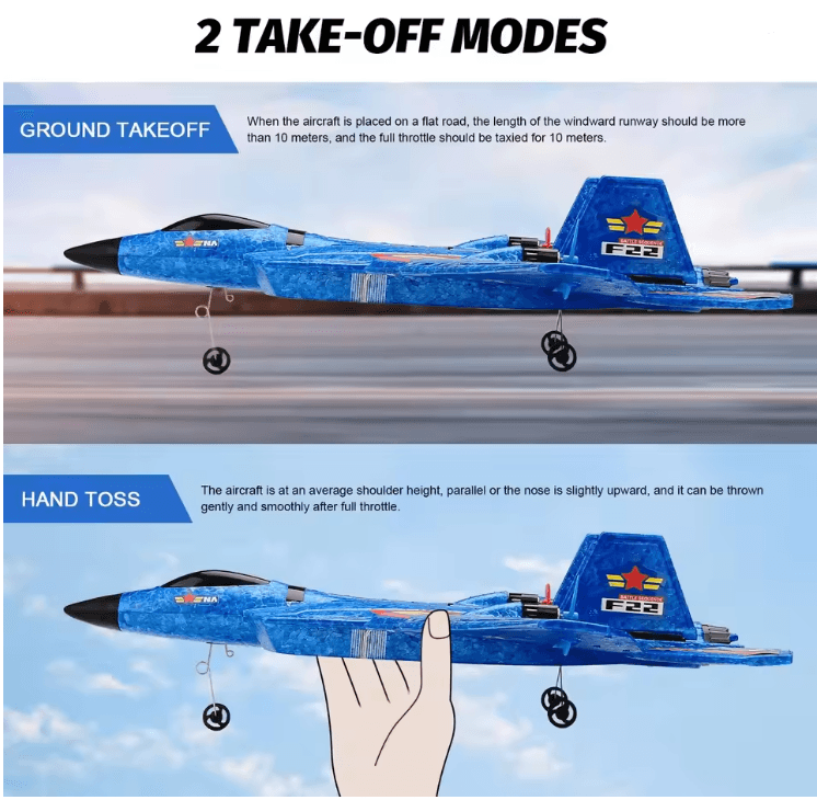 SkyRaptor F22 RC Jet Glider With LED Lights And 24G Remote Control 2