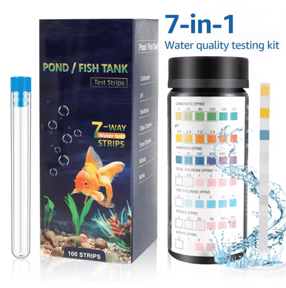 AquaCheck 7 in 1 Aquarium Water Test Strips 100 Count Kit