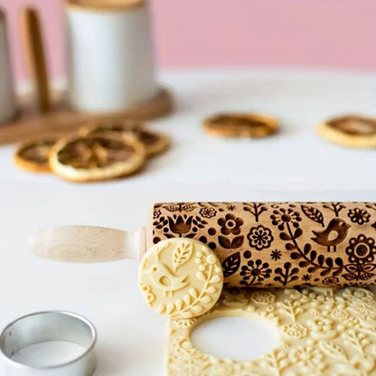 Engraved Pattern Rolling Pin For Cookies And Cakes 1