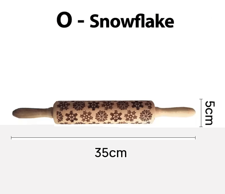FrostCraft Christmas Embossed Wooden Rolling Pin For Holiday Cookie Designs 5