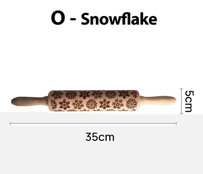 FrostCraft Christmas Embossed Wooden Rolling Pin For Holiday Cookie Designs 5