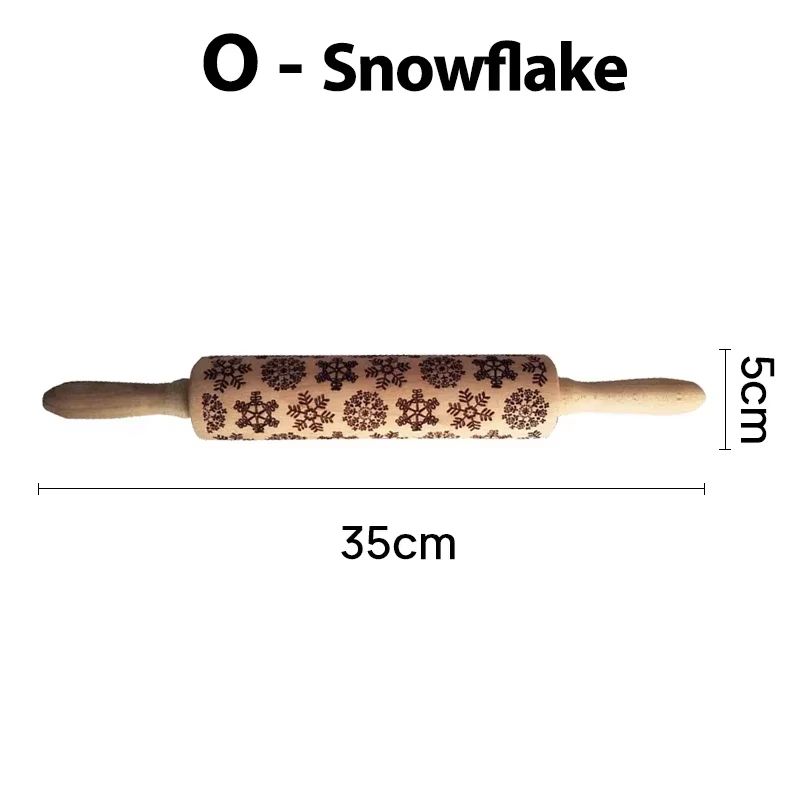 Christmas Wooden Embossed Rolling Pin  Snowflake  Reindeer Design For Festive Cookies Fondant  Past