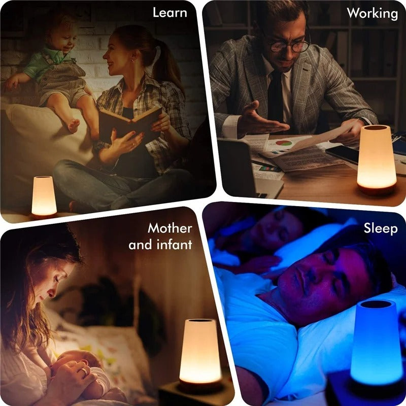 USB Rechargeable Bedside Lamp Touch Control  Remote 13 Color Changing Dimmable LED Night Light For  4