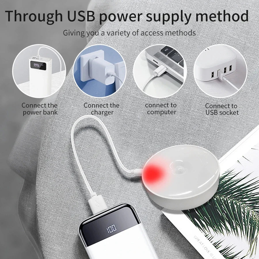 Wireless Magnetic Night Light, Round Motion Sensor Lights, Colorful LED for Kitchen Cabinet, Bedroom Atmosphere Decor