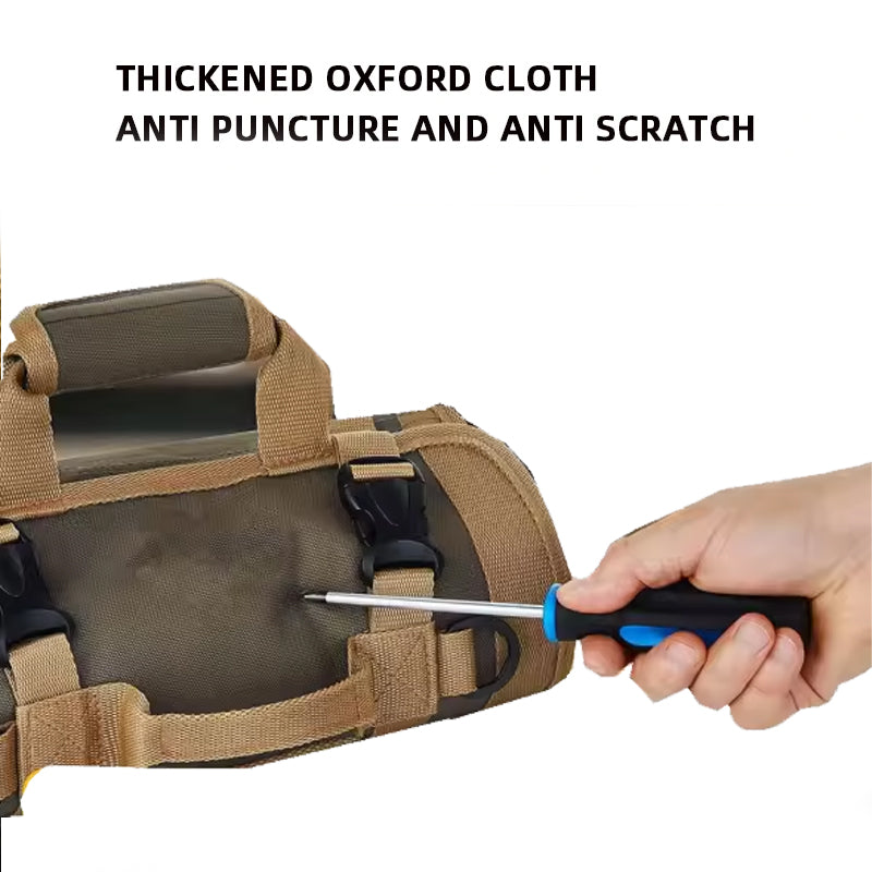 Canvas Tool Roll-Up Kit, Multi-Function Large Capacity Hanging Bag, Car Storage Organizer, Camping Gear Zipper Carrier