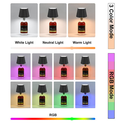 RGB Wireless Bottle Light Rechargeable LED Table Lamp Touch Control For Outdoor Restaurant And Part 2