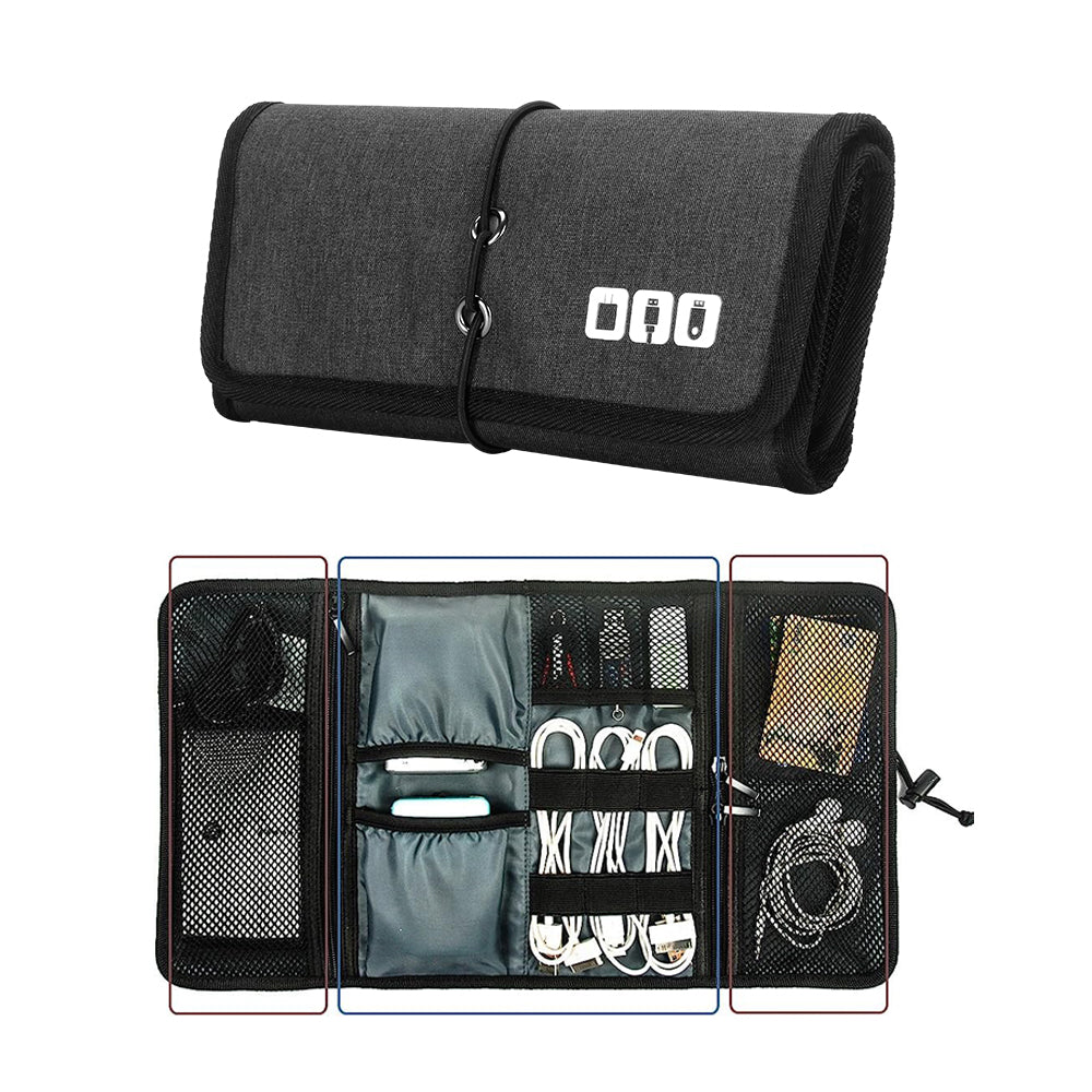 Travel Cable Charger Phone Accessories Bag Organizer, Electronic Organizer Cord Pouch, Roll Up Tech Carrying Case