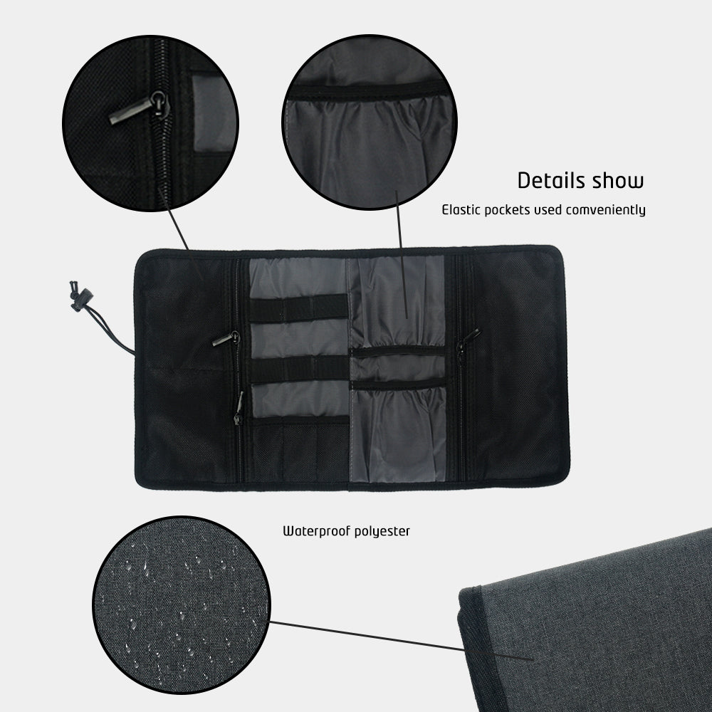 Travel Cable Charger Phone Accessories Bag Organizer, Electronic Organizer Cord Pouch, Roll Up Tech Carrying Case