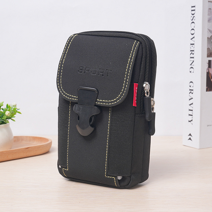 Outdoor Leather Mens Belt Backpack Fashionable And Multifunctional Soft Bag Travel Sports Phone Cas 2