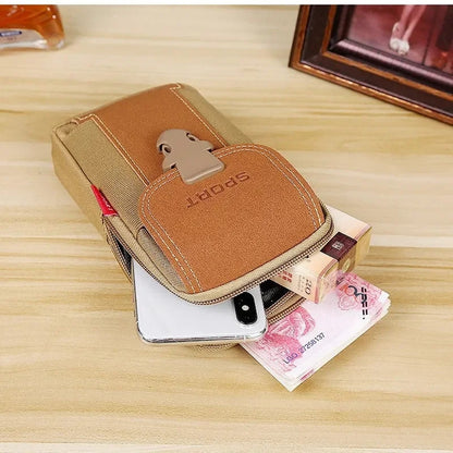 Outdoor Leather Mens Belt Backpack Fashionable And Multifunctional Soft Bag Travel Sports Phone Cas 5