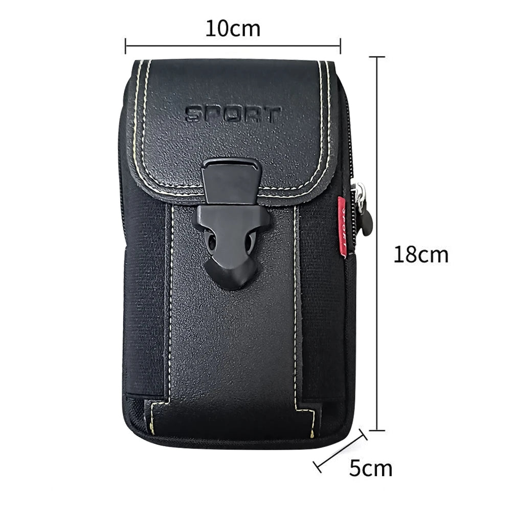Outdoor Leather Mens Belt Backpack Fashionable And Multifunctional Soft Bag Travel Sports Phone Cas 6