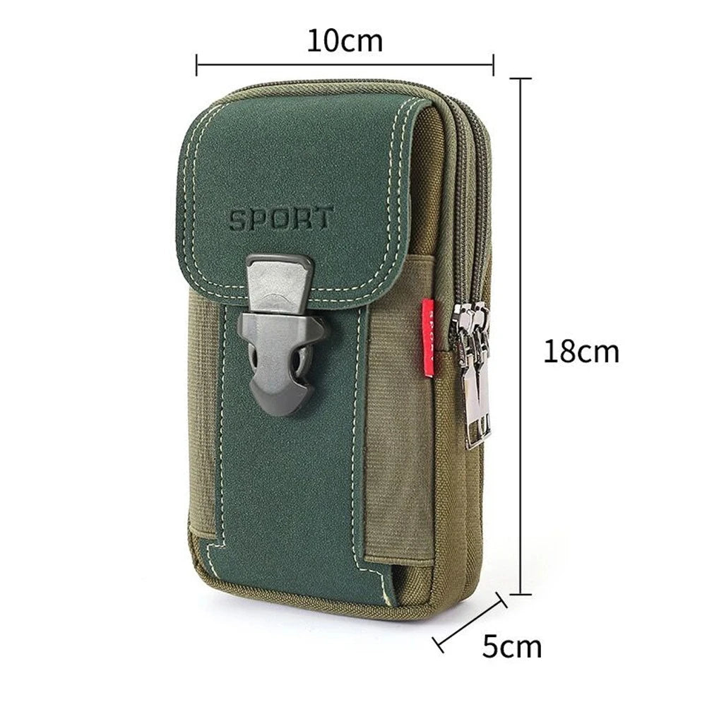 Outdoor Leather Mens Belt Backpack Fashionable And Multifunctional Soft Bag Travel Sports Phone Cas 7