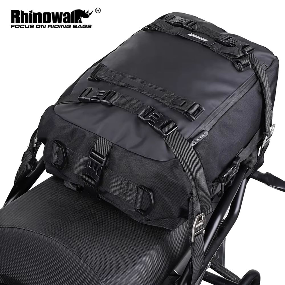 Rhinowalk Waterproof Motorcycle Tail Bag 30L – Expandable Rear Seat & Saddle Luggage for Touring, Commuting, and Adventu