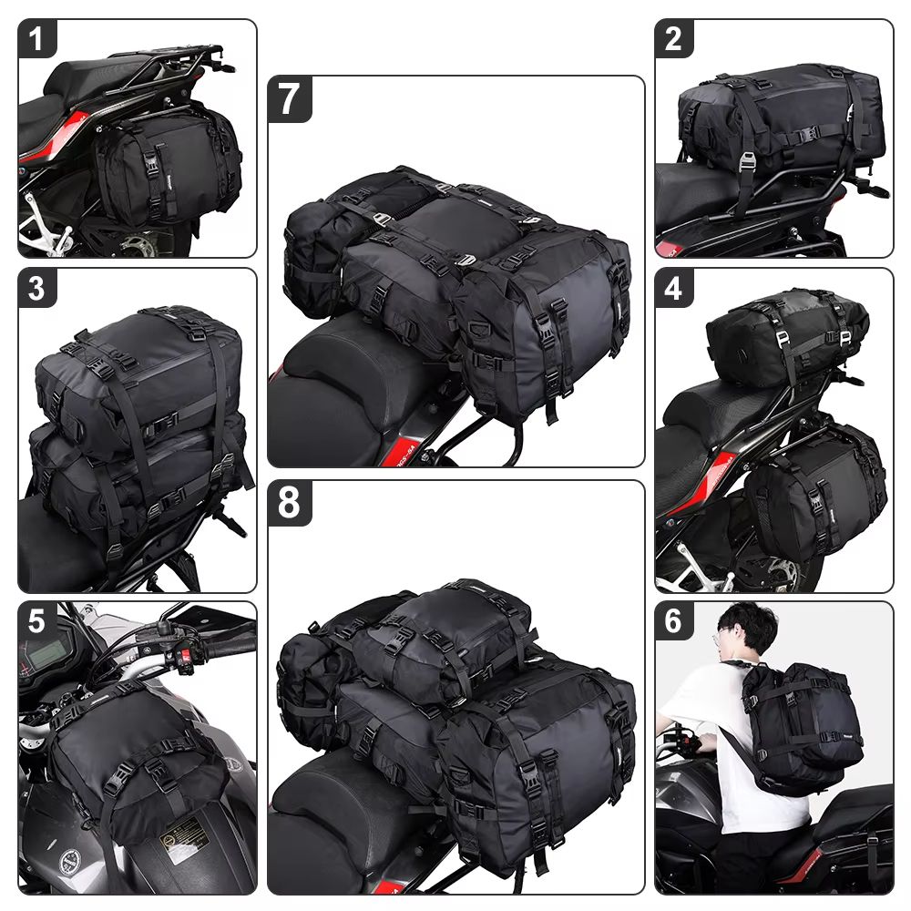 Rhinowalk Waterproof Motorcycle Tail Bag 30L  Expandable Rear Seat  Saddle Luggage For Touring Comm 4