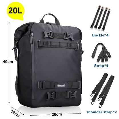 Rhinowalk Waterproof Motorcycle Tail Bag 30L  Expandable Rear Seat  Saddle Luggage For Touring Comm 7