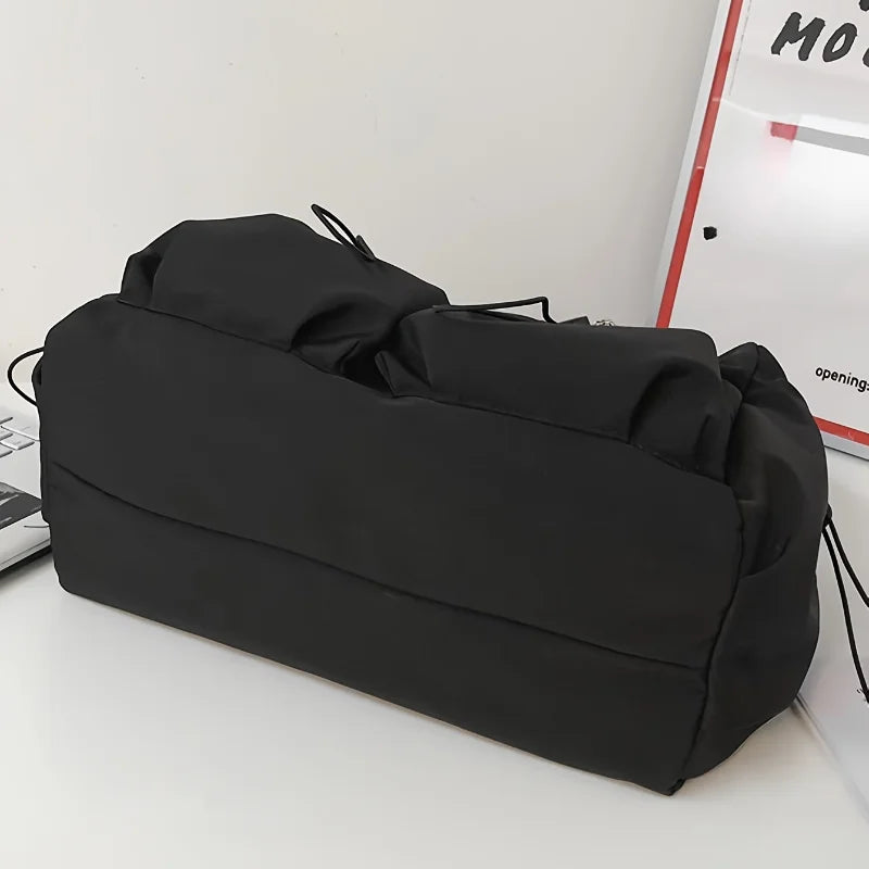 Spacious Crossbody Bag, Stylish Drawstring Accent, Secure Zipper Closure, Fashionable Bag