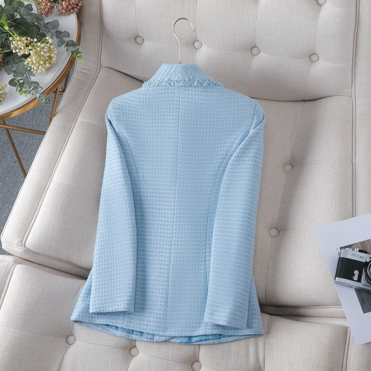 Ladies Premium Quality Blazer, Women Spring Fashion Thin Polyester Fabric, Folded Design Small Suit Jacket Coat