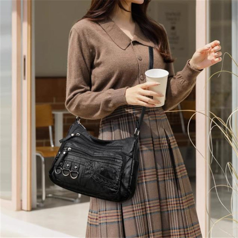 Womens Fashion Handbag Retro Multi Layer Shoulder Bag Messenger Purse Crossbody Bag For Work And Tr 3