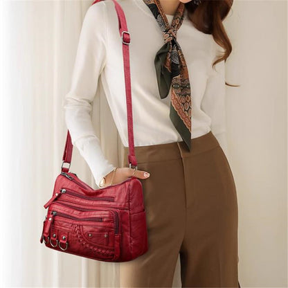 Womens Fashion Handbag Retro Multi Layer Shoulder Bag Messenger Purse Crossbody Bag For Work And Tr 4