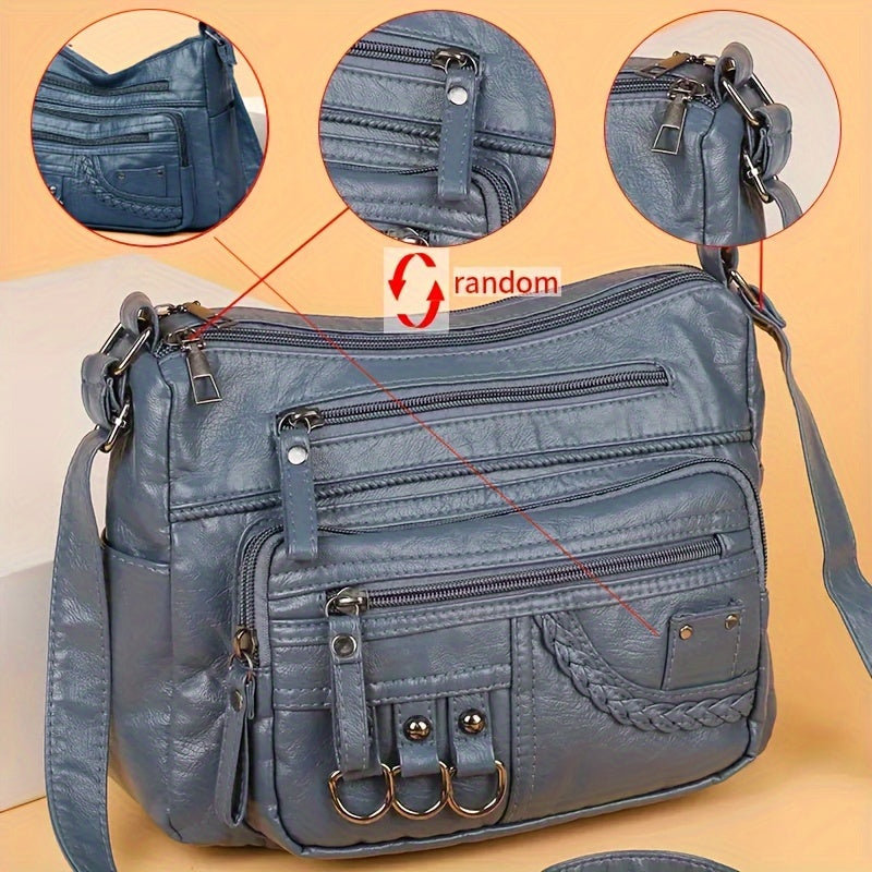 Womens Fashion Handbag Retro Multi Layer Shoulder Bag Messenger Purse Crossbody Bag For Work And Tr 6