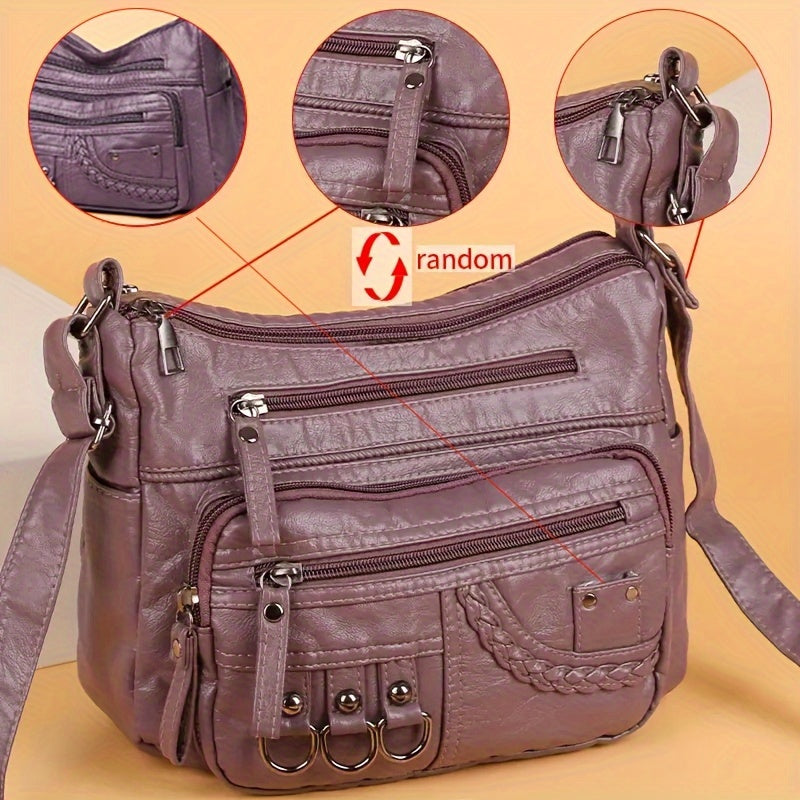Womens Fashion Handbag Retro Multi Layer Shoulder Bag Messenger Purse Crossbody Bag For Work And Tr 7