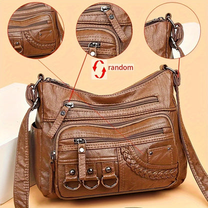 Womens Fashion Handbag Retro Multi Layer Shoulder Bag Messenger Purse Crossbody Bag For Work And Tr 8