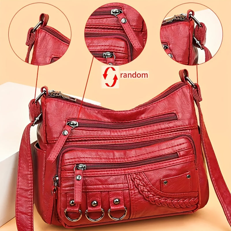 Womens Fashion Handbag Retro Multi Layer Shoulder Bag Messenger Purse Crossbody Bag For Work And Tr 9