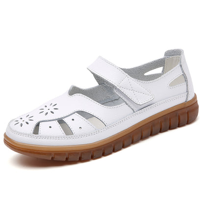 Womens Fashion Sandals, Breathable Leather Slippers & Non-Slip Casual Roman Shoes for Summer Comfort