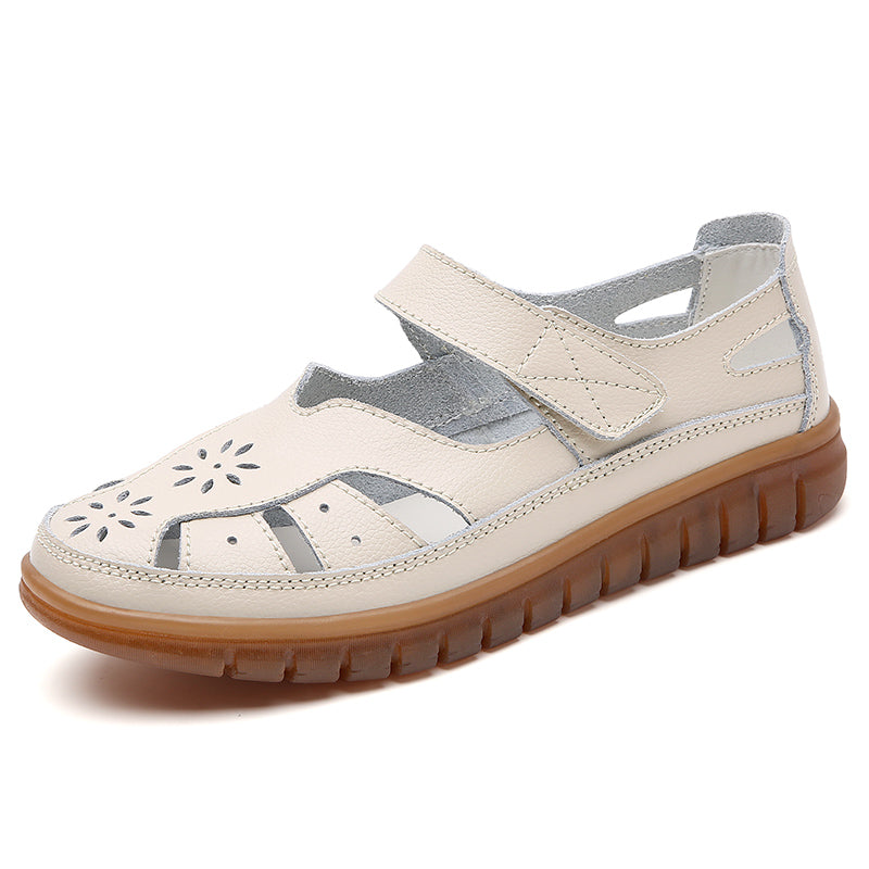 Womens Fashion Sandals, Breathable Leather Slippers & Non-Slip Casual Roman Shoes for Summer Comfort
