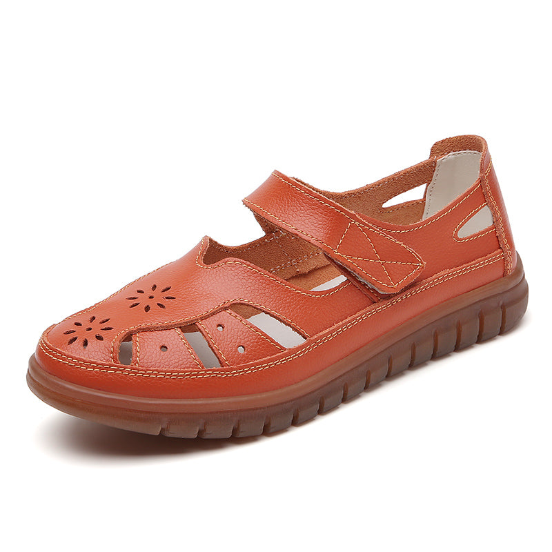 Womens Fashion Sandals, Breathable Leather Slippers & Non-Slip Casual Roman Shoes for Summer Comfort