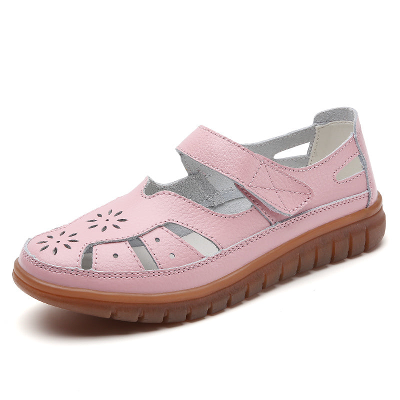 Womens Fashion Sandals, Breathable Leather Slippers & Non-Slip Casual Roman Shoes for Summer Comfort