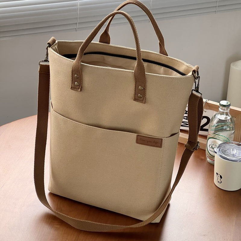 European Style Canvas Tote Bag High Quality Shoulder Bag Everyday Versatile Crossbody With Zipper C 7