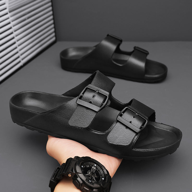 Mens Summer Adjustable EVA Cloud Slides, Soft, Non-Slip Lightweight Beach Sandals with Flat Comfort Design