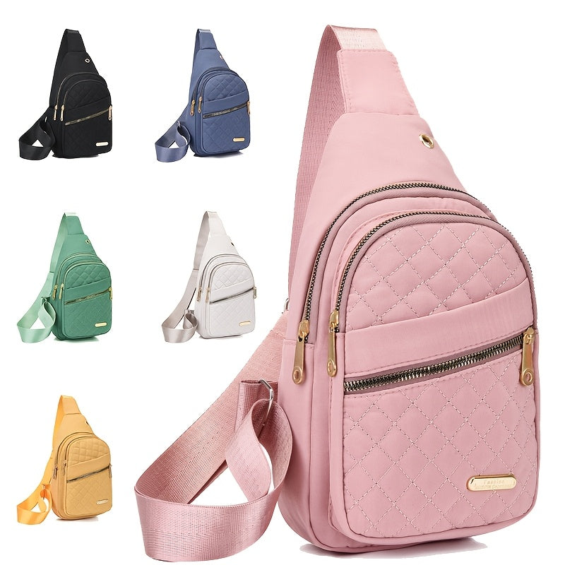 Foldable Portable Lightweight Quilted Chest Bag, Trendy Versatile Tote, Ideal Shoulder Bag for Outdoor Travel
