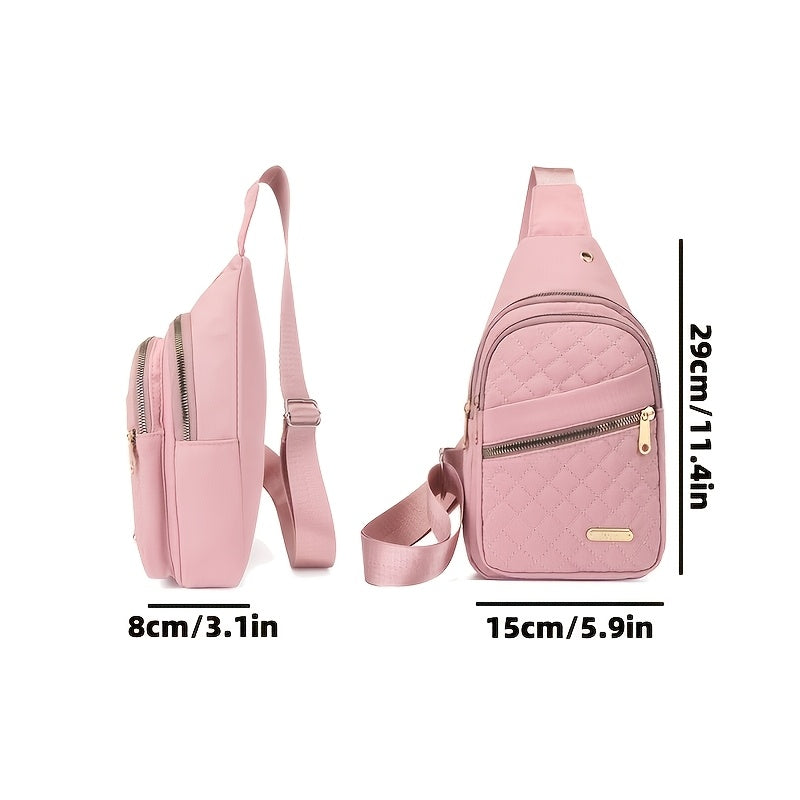 Foldable Portable Lightweight Quilted Chest Bag Trendy Versatile Tote Ideal Shoulder Bag For Outdoo 2