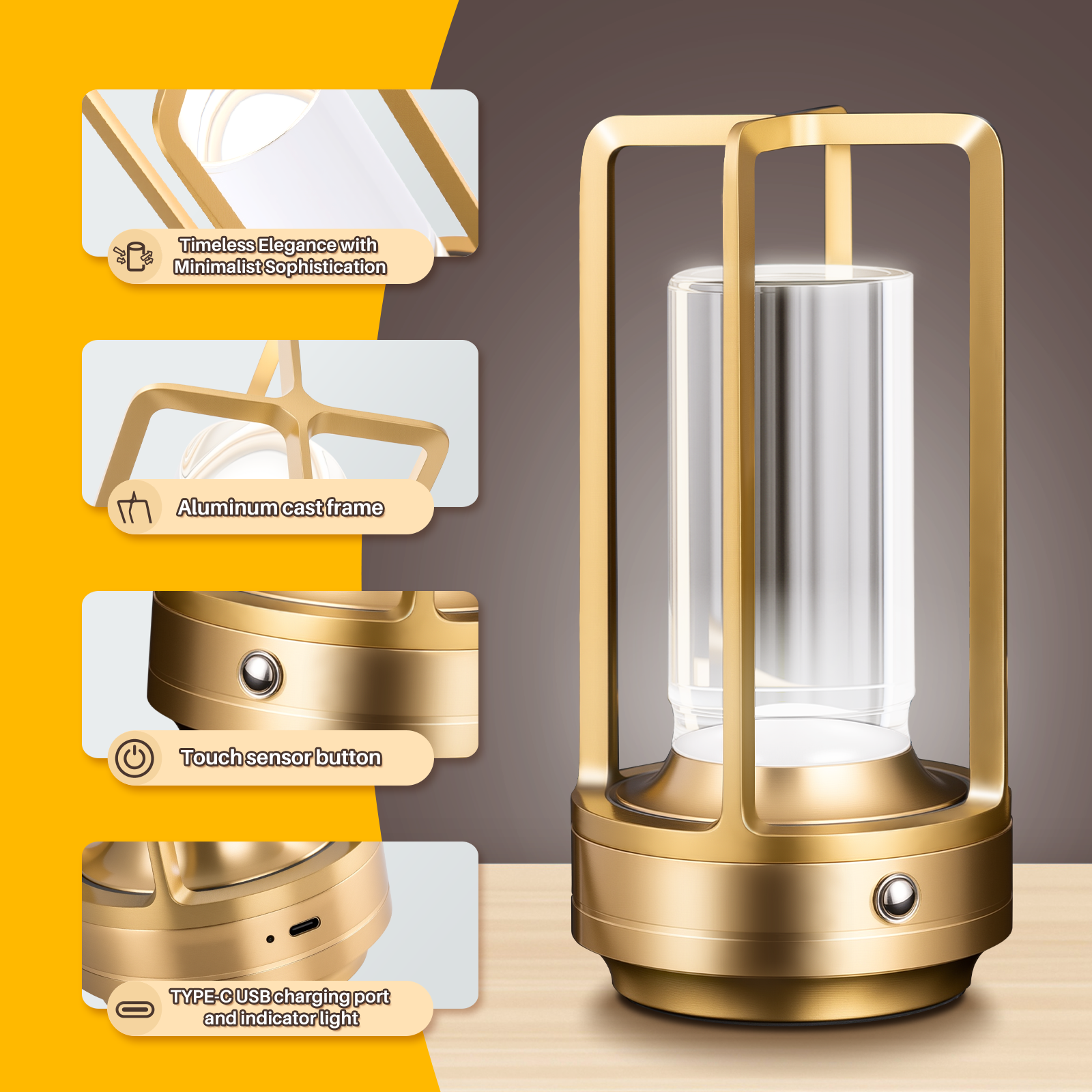 Creative Rechargeable LED Cordless Table Lamp ABS Desk Lamps For Bedside Camping Atmosphere Light 3