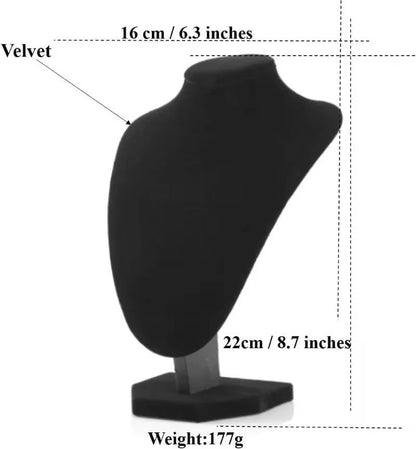 Black Velvet Jewelry Display Stand Set  2Piece Necklace Holder Mannequin Bust For Professional Show 1