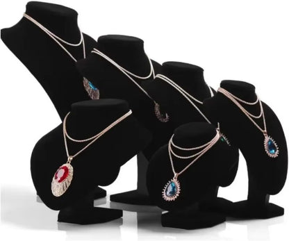 Black Velvet Jewelry Display Stand Set  2Piece Necklace Holder Mannequin Bust For Professional Show 5