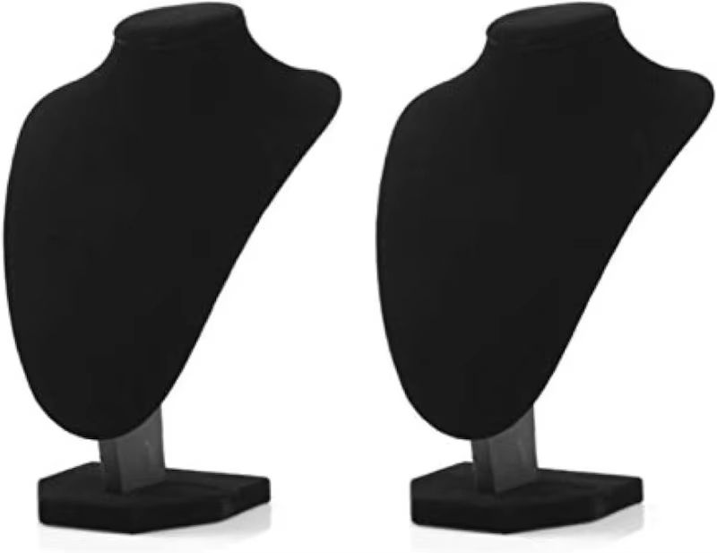 Black Velvet Jewelry Display Stand Set  2Piece Necklace Holder Mannequin Bust For Professional Show 6
