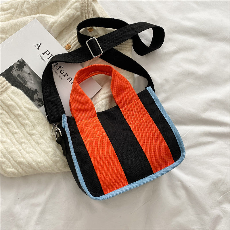 Versatile Handbag, Contrast Color Tote Bag, Fashionable Crossbody Shoulder Bags, Top Quality Canvas Bag, Perfect for Dai