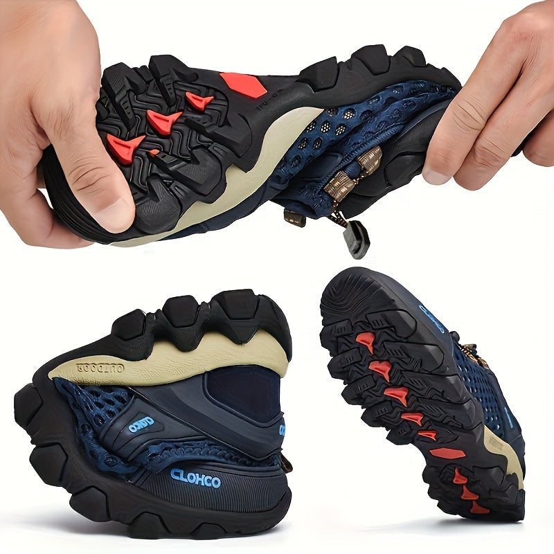 Mens Outdoor Camp Walking Shoes, Lightweight Mesh Sports Shoes with Non-Slip Rubber Soles for Summer Comfort