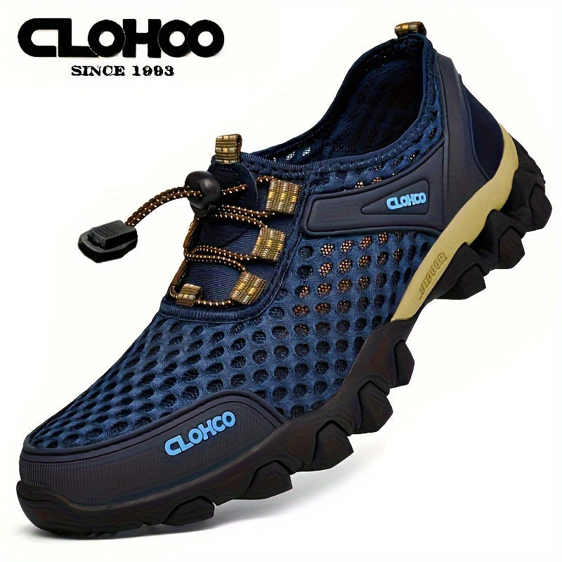 Mens Outdoor Camp Walking Shoes, Lightweight Mesh Sports Shoes with Non-Slip Rubber Soles for Summer Comfort