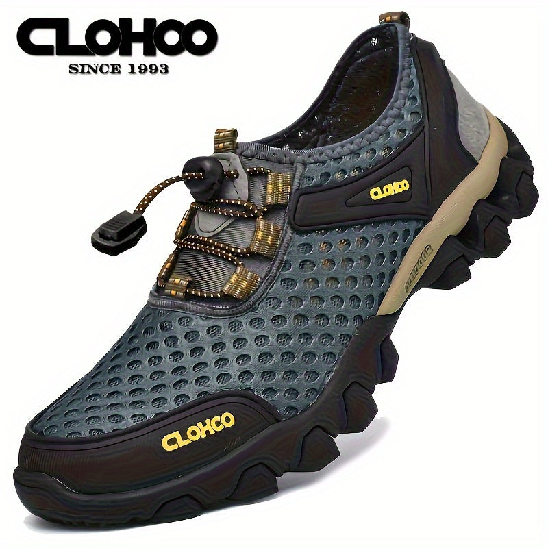 Mens Outdoor Camp Walking Shoes, Lightweight Mesh Sports Shoes with Non-Slip Rubber Soles for Summer Comfort