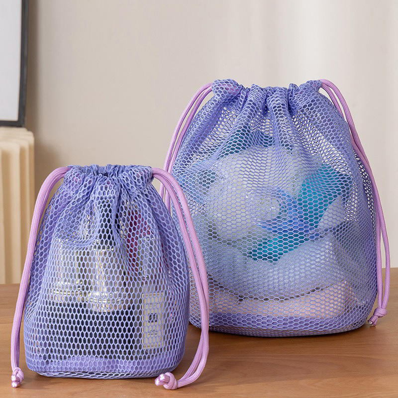 Storage Pouch Bag Travel, Nylon Mesh Drawstring Makeup Bag, Outdoor Activity Pouch for Digital Products