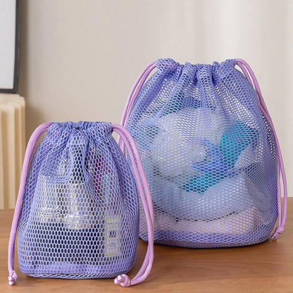 Storage Pouch Bag Travel, Nylon Mesh Drawstring Makeup Bag, Outdoor Activity Pouch for Digital Products