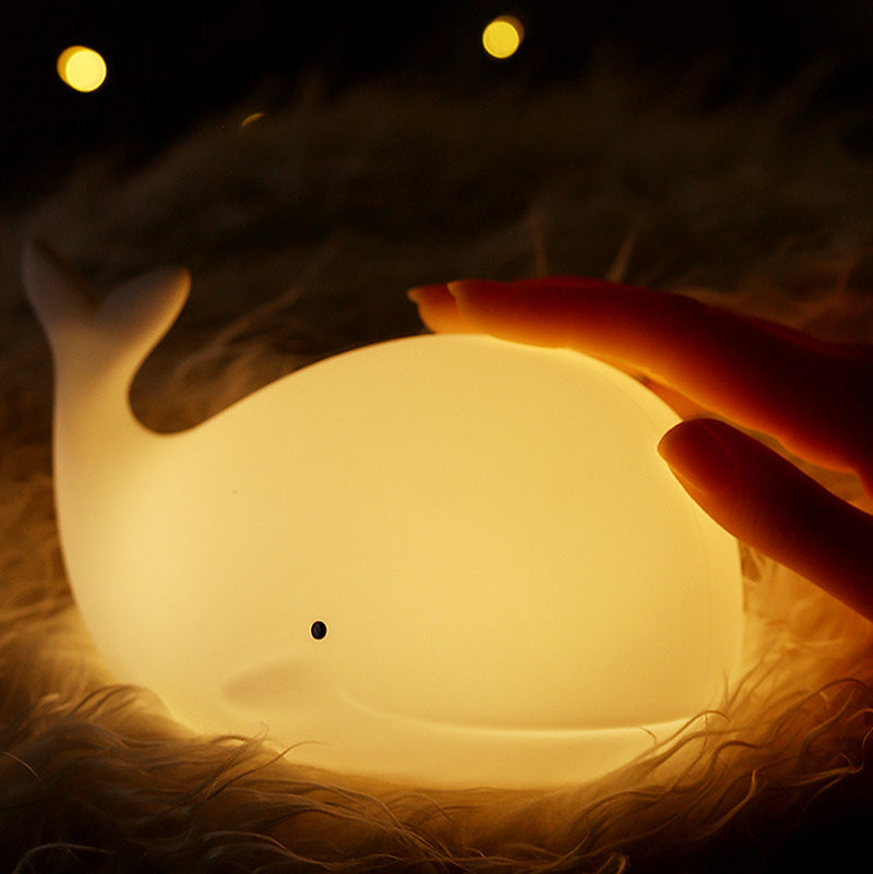 Cute Whale Night Light, USB Rechargeable Silicone Lamp, Kids Room Decor, Animal Table LED Light, Childrens Gift
