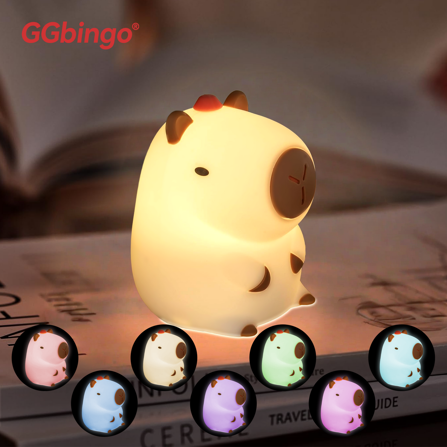 Cute Pear Night Light Dimmable USB Rechargeable Touch Control Silicone Stress Relief Pat Duck Lamp 4
